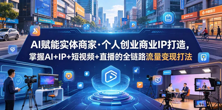 【精】AI赋能实体商家·个人创业商业IP打造,掌握AI+IP+短视频+直播的全链路流量变现打法