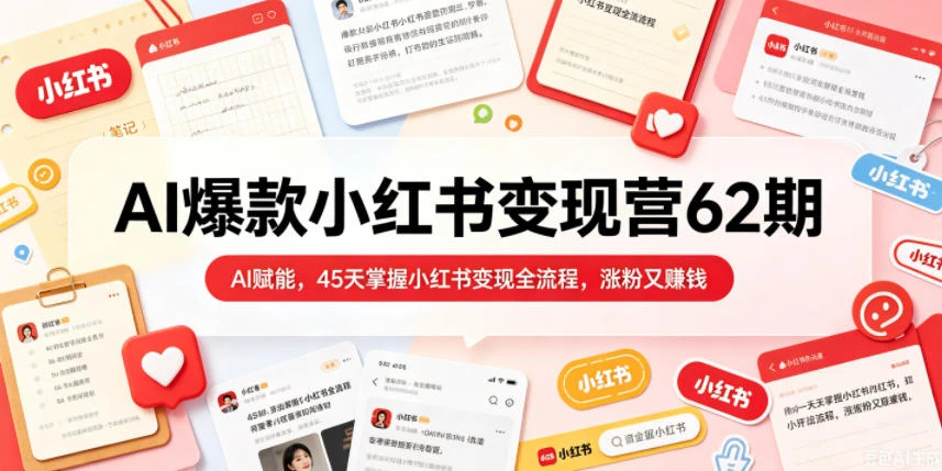 【精】秋叶AI爆款小红书变现营62期2026年5月,AI赋能,45天掌握小红书变现全流程,涨粉又賺钱
