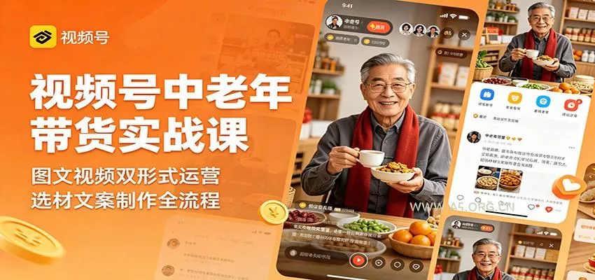 视频号中老年带货实战课:图文视频双形式运营,选材文案制作全流程