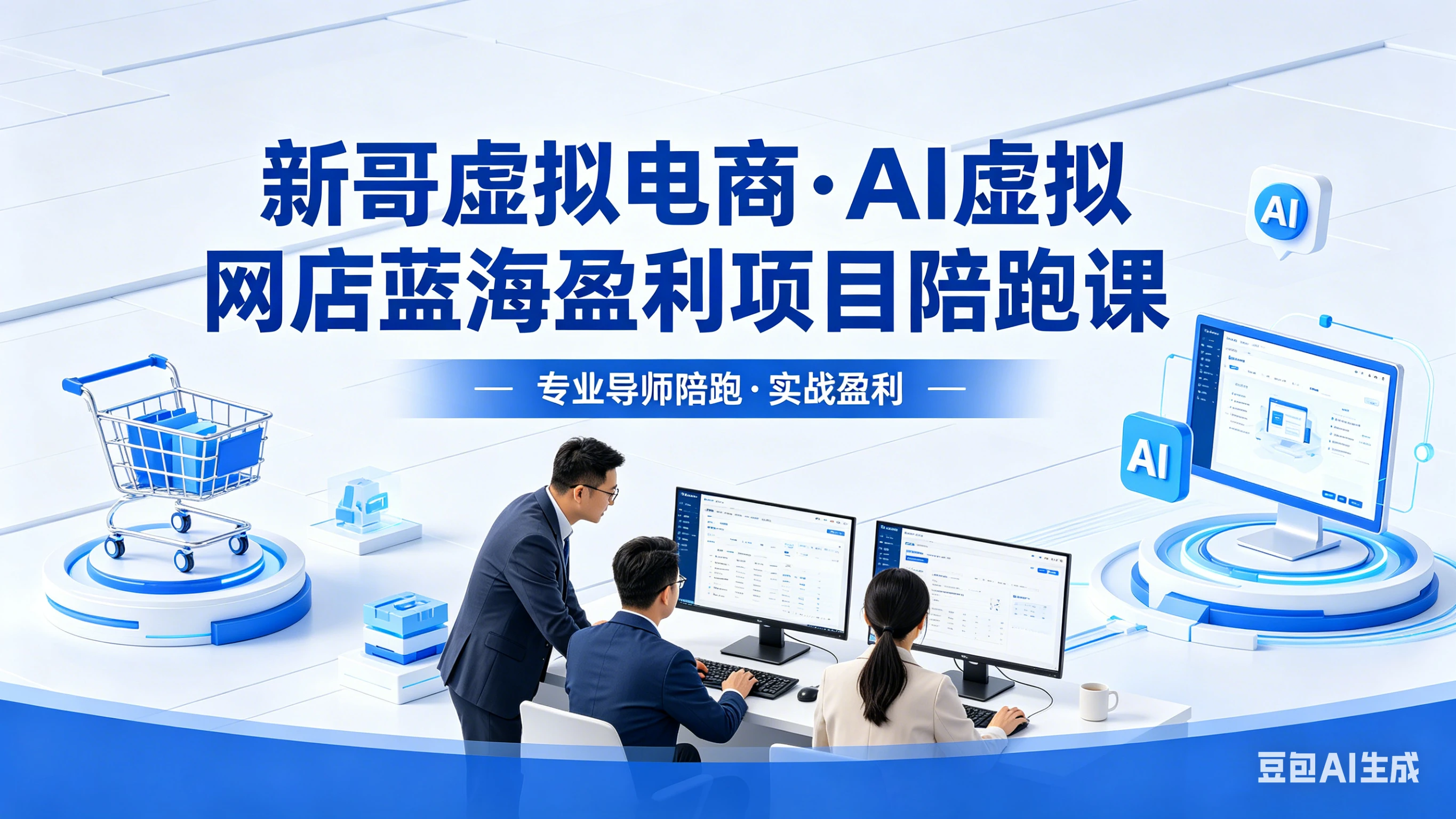 【精】新哥虚拟电商:AI虚拟网店蓝海盈利项目陪跑课,零货源开店运营全流程:选品+上架+发货+避坑+运营起店
