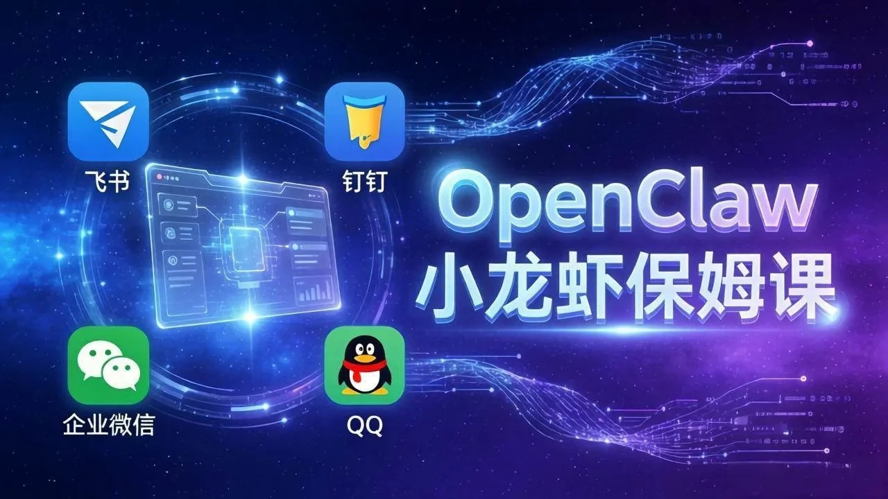 OpenClaw小龙虾保姆课： Windows/macOS/Linux/Docker全系统安装，飞书+钉钉+企业微信+QQ 全接入